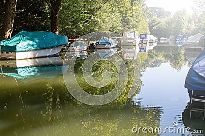 Boats. Forest. Venoge. Reflection 3 Stock Photo