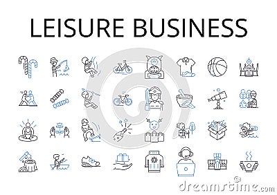 Leisure business line icons collection. Recreational activity, Free time pursuit, Amusement industry, Fun pastime Vector Illustration