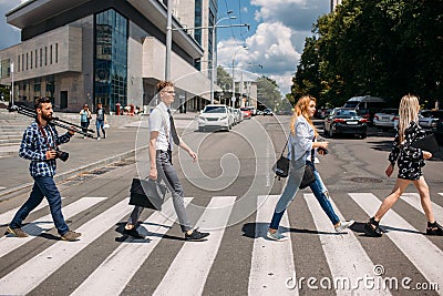 Crosswalk urban fashion youth lifestyle Stock Photo