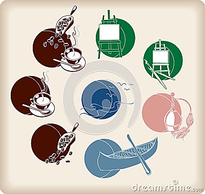 Leisure Icons in colour Vector Illustration