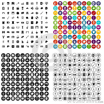 100 leisure icons set vector variant Vector Illustration