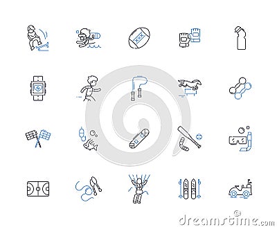 Leisure line icons collection. Relaxation, Recreation, Hobbies, Entertainment, Fun, Enjoyment, Amusement vector and Vector Illustration