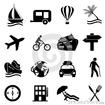 Leisure, travel and recreation icon set Vector Illustration