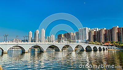 Lek Yuen Bridge, a pedestrian footbridge in Sha Tin, Hong Kong Stock Photo