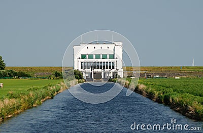 Lely Pumping Station with canal Stock Photo