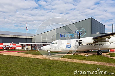 Dutch aviaton museum Aviodrome near Lelystad Airport with Fokker50 airplane Editorial Stock Photo