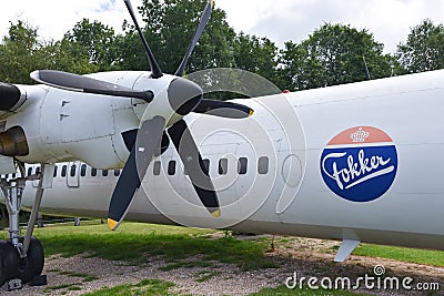 Lelystad, Netherlands. July 2022. A Fokker Airplane at the Aviodrome airfield. Editorial Stock Photo