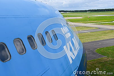 Lelystad, Netherlands. July 2022. The nose section of Boeing 747. Editorial Stock Photo