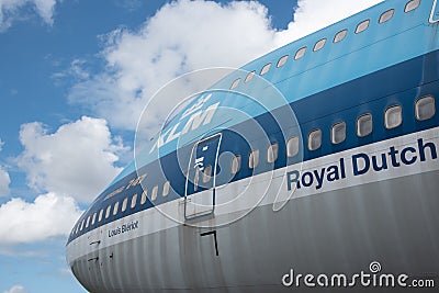 Lelystad, Netherlands. July 2022. The nose section of Boeing 747. Editorial Stock Photo