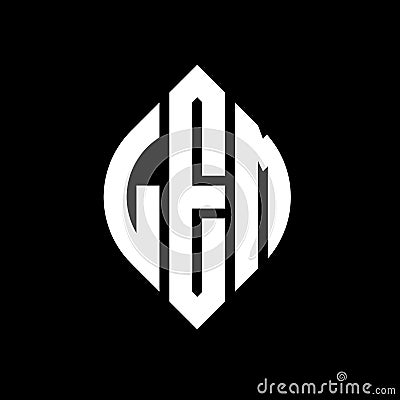 LEM circle letter logo design with circle and ellipse shape. LEM ellipse letters with typographic style. The three initials form a Vector Illustration