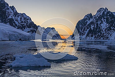 Antarctica - Midnight Sun Stock Photo