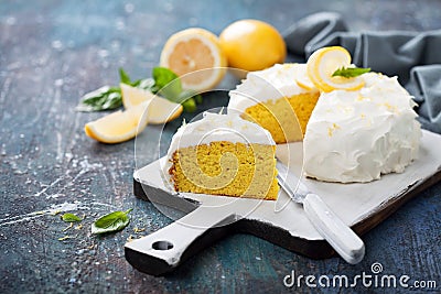 Lemon almond gluten free cake with cream cheese frosting Stock Photo