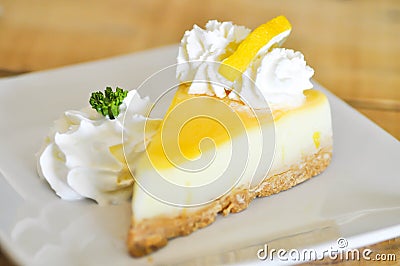 Lemon cheese cake or lemon cheese pie Stock Photo