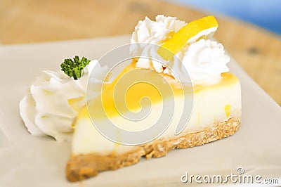 Lemon cheese cake or lemon cheese pie Stock Photo