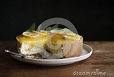 Lemon cheesecake food photography recipe idea Stock Photo