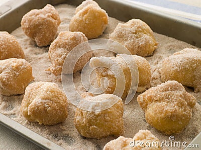 Lemon and Cinnamon Souffle Fritters Stock Photo