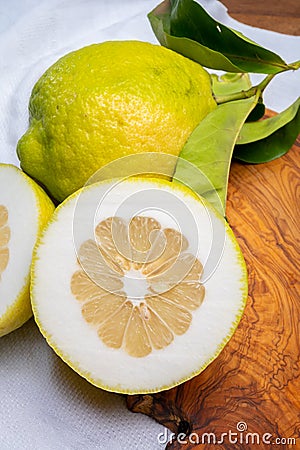 Lemon citron cedrate or Citrus medica, large fragrant citrus fruit with thick rind Stock Photo