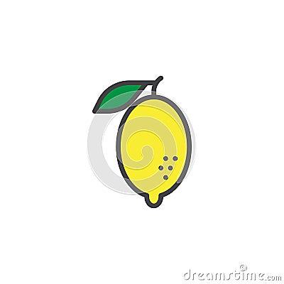 Lemon citrus fruit filled outline icon Vector Illustration