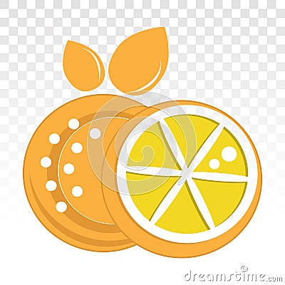 Lemon citrus half slice or Citric acid flat icons on a transparent background Vector Illustration