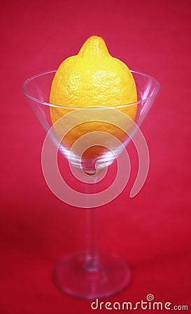 Lemon in cocktail glass Stock Photo