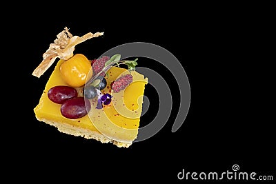 Lemon custard shortbread with fresh mixed fruits Stock Photo