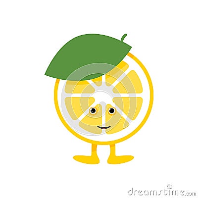 Lemon cute smile character. Cartoon yellow fruit isolated on white background Vector Illustration