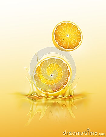 Lemon drop on juice splash and ripple, Realistic Fruit and yogurt, transparent, vector illustration Vector Illustration