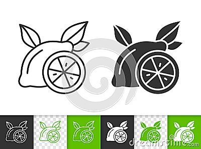 Lemon fruit citrus simple black line vector icon Vector Illustration