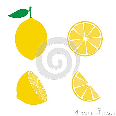 Lemon fruit icons symbols set Vector Illustration