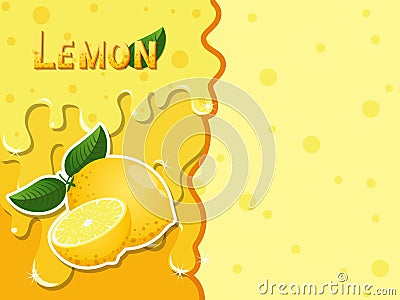 Lemon fruit melted flowing consisting of dark tasty sweet liquid. Abstract background. Copy space for text. Vector illustration Vector Illustration