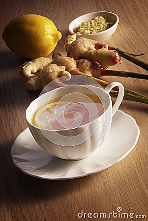 Lemon and Ginger Tea Stock Photo