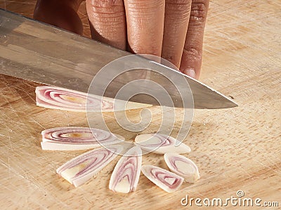 Lemon glass cut slice by nife Stock Photo