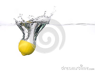 Lemon half falling into water with a splash Stock Photo