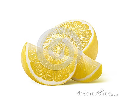 Lemon half and two slices isolated on white background Stock Photo