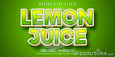 Lemon juice text, green editable text effect Vector Illustration