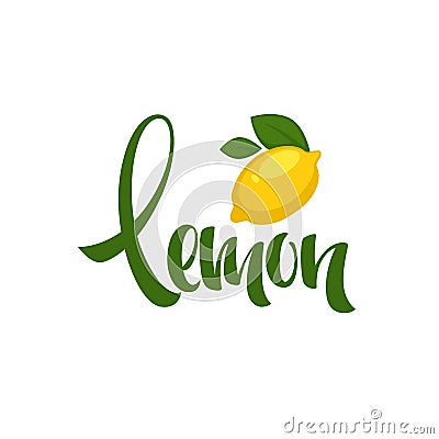 Lemon lettering composition for your citrus juice logo, label, e Vector Illustration