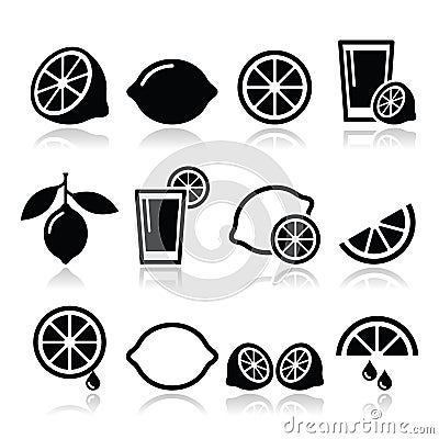 Lemon, lime icons set Stock Photo