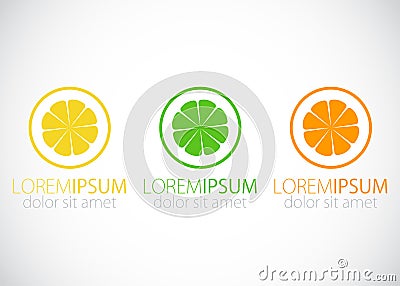 Lemon, lime and orange - logo sign. Stock Photo