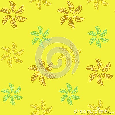 Lemon-lime-pattern on light yellow backdrop Vector Illustration