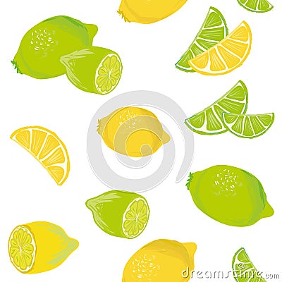 Lemon Lime seamless vector pattern Vector Illustration