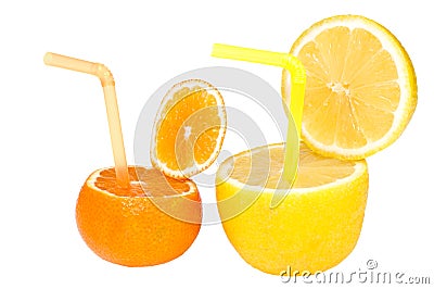 Lemon and mandarin abstract fruit drink. Stock Photo