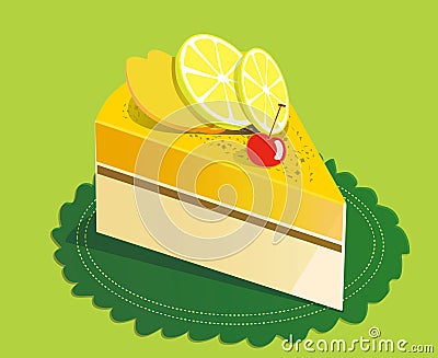 Lemon mango cake Vector Illustration
