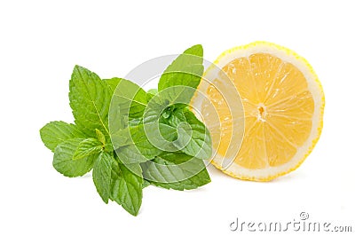 Lemon with mint Stock Photo