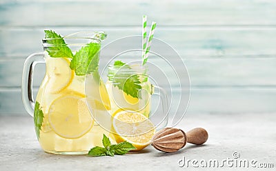 Lemon and mint homemade lemonade Stock Photo