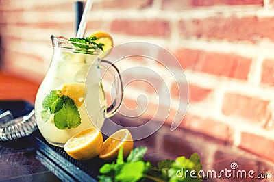 Lemon and mint lemonade, fresh summer refreshment Stock Photo