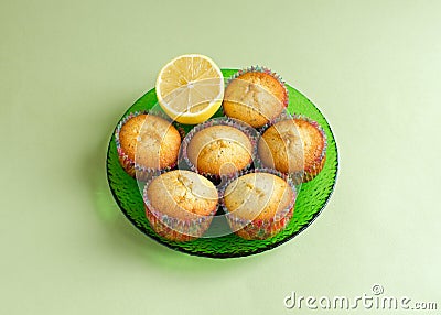 Lemon muffins set on plate Stock Photo