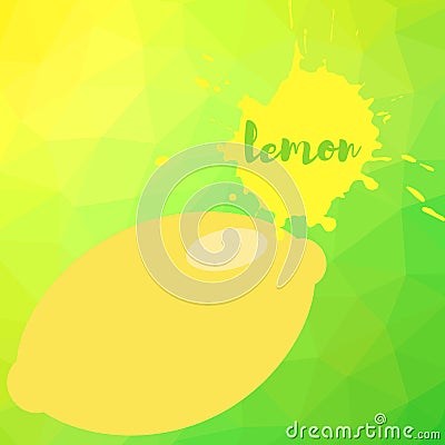 Lemon on a multi-colored polygonal art background Vector Illustration