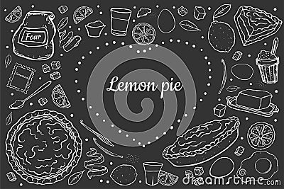 Lemon pie isolated on black Vector Illustration