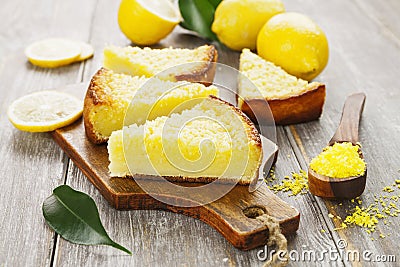 Lemon pie with yellow coconut Stock Photo