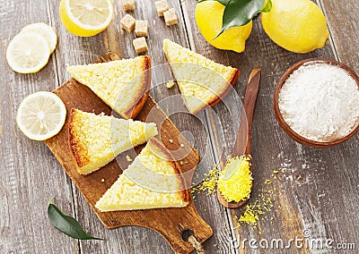 Lemon pie with yellow coconut Stock Photo